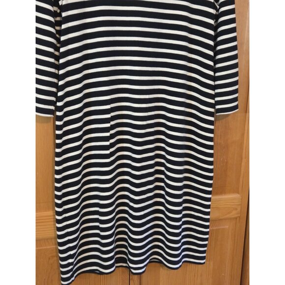 Talbots Dress Size Large Blue Striped Embroidered Coastal Preppy Resort V-Neck‎ - Picture 11 of 11